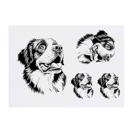 4 x 'St Bernard Dog Portrait' Temporary Tattoos - Water Resistant, Skin-Safe, Non-Toxic Transfers, Mixed Sizes (TO00082770)