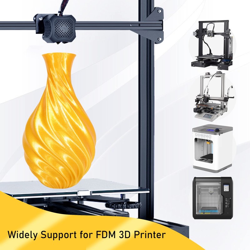 MIKA3D Silk Shiny PLA Gold 3D Printing Filament, 1Kg 2.2lbs