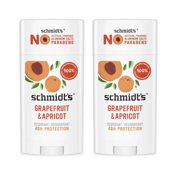 Schmidt'S AluminumFree Vegan Deodorant Grapefruit & Apricot with 24Hour Odor