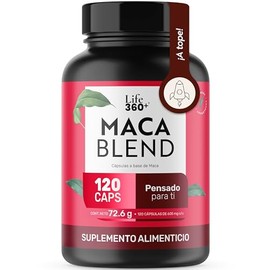 LIFE 360+ Maca | 120 Cápsulas | 1210 mg | Mezcla de Maca Negra Amarilla y Roja | Ingredientes de origen natural | Suplemento Alimenticio | Sin Colorantes Artificiales | Tomar 2 Cápsulas al Día