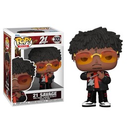 Funko 21 Savage with Necklace + Pop Protector: Pop! Rocks Vinyl Figure (Gift Set Bundled with ToyBop Box Protector Collector Case)