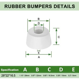 LifCratms 12 Pcs Cutting Board Feet, Round Non Slip White Rubber Feet Bumpers Pads with Stainless Steel Screws for Furniture Chair Cabinet Electronics, 0.65" x 1.1" (H x D)