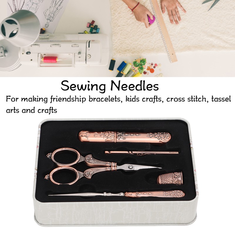 Embroidery Scissors Kit Red Ancient European Retro Style Stainless Steel