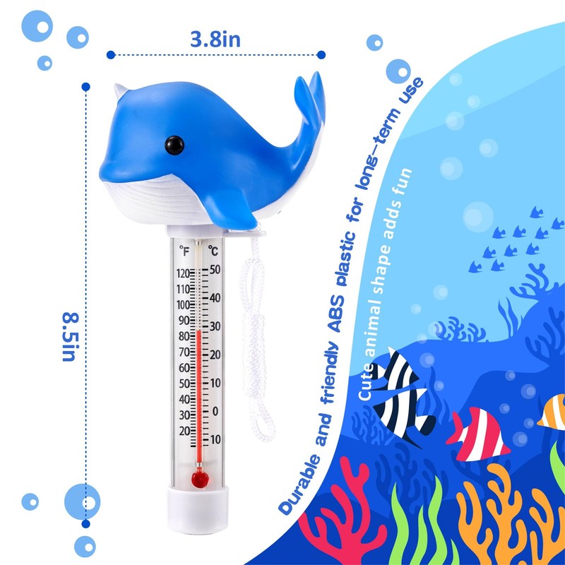 INCETUE Floating Pool Thermometer, Easy-Read Water Temperature Gauge with String
