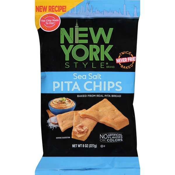 New York Style Pita Chips, Sea Salt, 8 Ounce (Pack of 12)