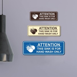 Standard Attention: This Sink is For Hand Wash Only Sign (Blue) - Small (10 Pack)