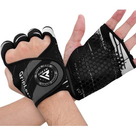 RDX Weight Lifting Gloves Grips, Workout Gym Fitness, Ventilated Anti-Slip Open Back Gripper, Deadlift Strength Training HIIT Exercise, Women Men Rowing Cycling Hanging Climbing Gymnastics Pull Ups