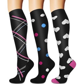 Compression Socks for Women and Men Circulation (3 Pairs) - Best for Nursing,Running,Travel Knee High Socks
