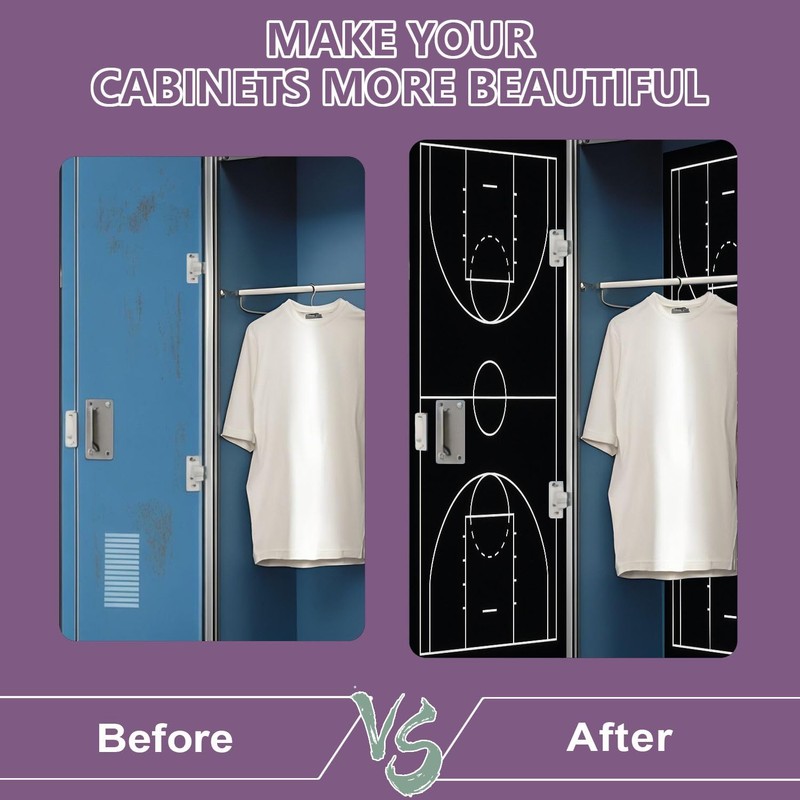 2 Pcs Locker Magnetic Wallpaper Basketball Court Black 12" x