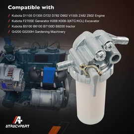 1G313-43010 Fuel Filter Assembly Compatible with Kubota D722 D902 D1105 Z482 Z602 V1505 engine and B6100 B8200 B7100D B5100 G4200 Tractors Replaces 15393-43017