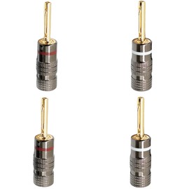 tunghey 4Pack Speaker Wire Banana Plugs, 24K Gold Plated Dual Screw Lock Speaker Connector, Banana Pins Plug for Home Theater, Audio/Video Receiver Sound Systems