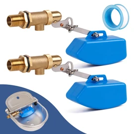 Float Valve Pool Auto Fill Float Valve 1/2 Inch Brass Float Valve for Water Stock Tank Trough Water Level Control Float Valve for Livestock Trough Pond Switch Adjustable Fountain Pool Filler