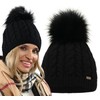 Alur Women's Beanie Winter Hat Knitted Hat with Bobble -