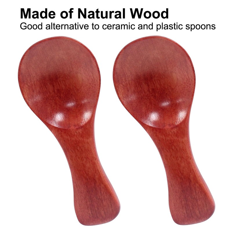 Coufce 2 pcs Mini Wooden Spoons, Small Size Versatile Kitchen