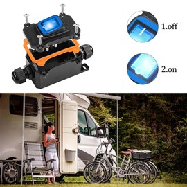 Waterproof Inline Cable Switch, IP67 Waterproof Inline Switch, Rocker Switch DPST 30A 12V-24V Switch Waterproof with Indicator Light for Outdoor Use (Blue LED)