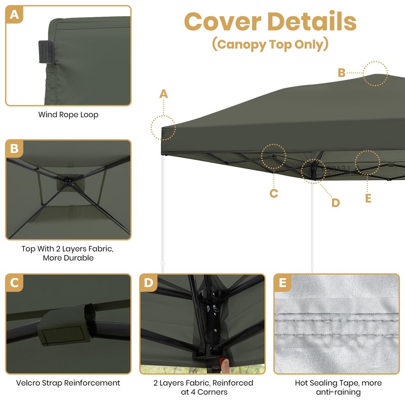 Leader Accessories Replacement Canopy Top Cover for 10’ X 10’