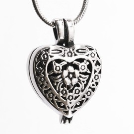 ATOP Always in my Heart Locket Urn Necklace Pet Keepsake Jewelry For Ashes,Carved Locket Stainless Steel Keepsake Waterproof Memorial Pendant for Love,With Tool