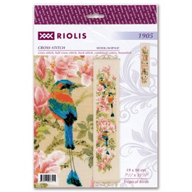 RIOLIS - Tropical Bird 1905, Floral Cross Stitch Kits 7.5"X35.5", Cross Stitch Kits for Beginners & Advanced, Crossstitching Kits Adult, Counted Stitching Kits, Flowers Embroidery Kit