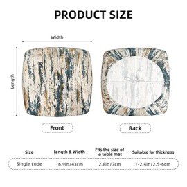 Granbey Teal Gold Stripes Dining Chair Seat Covers Set of 2 Abstract Stretch Seat Covers for Dining Chairs Soft Removable Washable Seat Cushion Slipcovers Protector with Ties, No Rear Covers