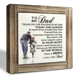 Dad Gift Wood Plaque Sign, Thank You for Walking By My Side Today and Always, Box Wood Plaques Desk Décor, Dad Poem Art Sign, Present for Hero Dad, Dad Gift from Daughter Son, Father's Day Gift