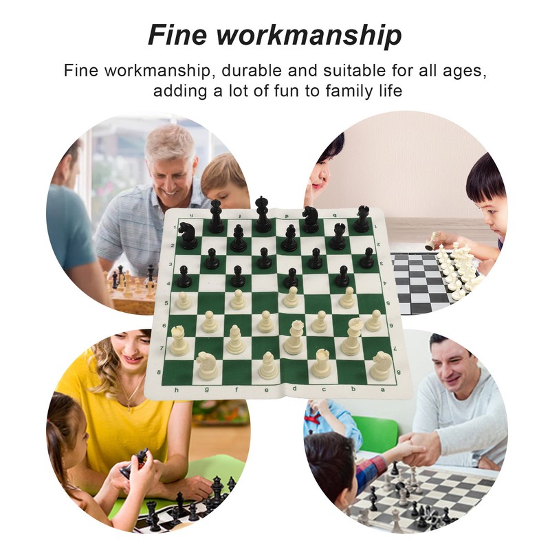 Portable Chess Checkers Set for Kids Adults Folding Roll Up