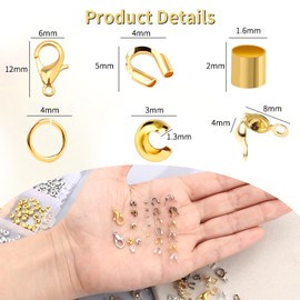 Quetschperlen, Quetschperlen Silber, Quetschperlen Gold, 1200St Quetschperlen Set, mit Werkzeugen zur Schmuckherstellung Geliefert, für Die Halskettenreparatur und Schmuckherstellung(Gold, Silber)