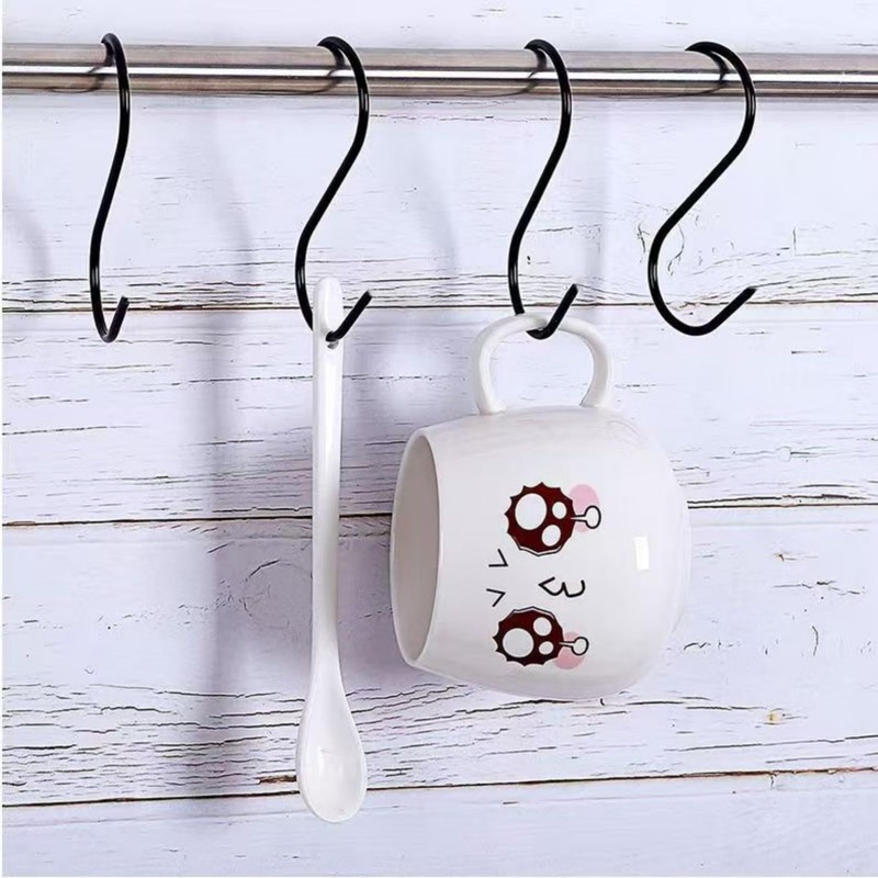 35-Pack S-Shaped Stainless Steel Metal Black Hanger Hooks, Suitable for
