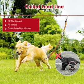 Runner for Yard, Anti-Shock Trolley System 50/75/100/150/200FT, Heavy-Duty Aerial Run Cable With Bungee for Small to Large Dogs up to 300lbs, Outside Zip Line for Backyard, Camping, Park