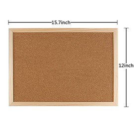 Cork Board Bulletin Board - 15.7 X 12 Inches Vision Board Wood Frame Corkboard Message Board Wall Mounted Pin Board for School, Home & Office (with Pins, Eye Bolts, Gaskets, Screws)
