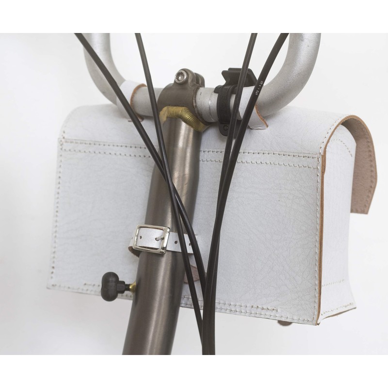 London Craftwork Leather Saddle Bag for Brompton in White