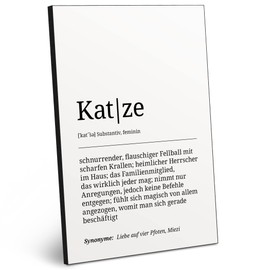 ARTFAVES® Word explanation cat, definition picture black and white as a gift, wooden sign with saying on the theme of pet/cat