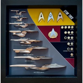 Ship & Combadge Display Shadow Box Star Trek, Enterprise, Large *Fan Made*, w/ G
