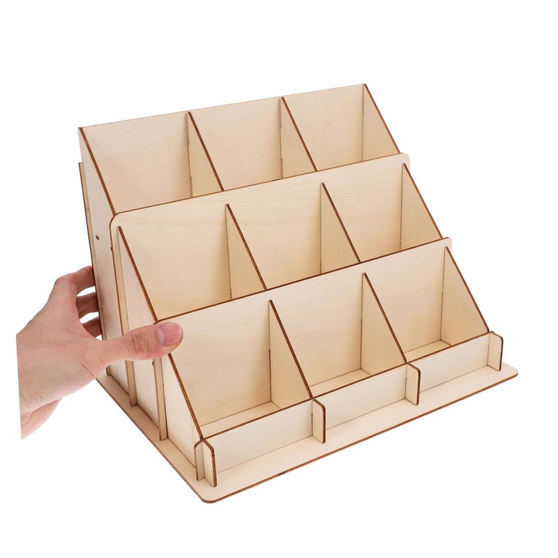 SHINEOFI Wooden Card Display Stand Display Shelves 3 Tiered Display