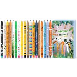 QRKPVHD Set of Erasable Gel Pens, with Thermosensitive Erase Ink, Ball on the End for Removing Ink, Tip Diameter 0.7 mm, Animal Designs for Student Stationery