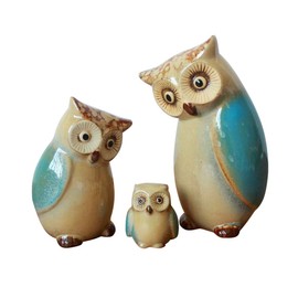 Yardwe Home Decor Vintage Decor 3pcs Model Sculpture Decorations Animal Ornaments Coffee Table Decor Ceramic Owl Figurine