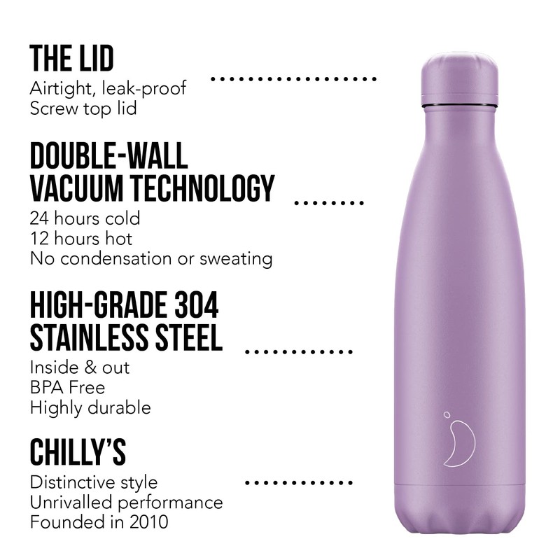 Chilly's Water Bottle - Stainless Steel and Reusable - Leak-Proof,