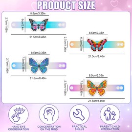 AUAUY Set of 4 Diamond Painting Children's Bracelets, Crafts for Girls, 6-12 Years, Craft Set, Toy for Children, Teenagers, Girls, Birthday Gifts, DIY 5D Diamond Painting Bracelets Set