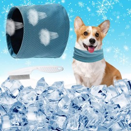 Dog Bandanas Cooling, Cooling Collar for Dogs, Breathable Heat Dissipation Bandana Dog, Cooling Collar Dog, Suitable for Cooling Dogs in Summer (Blue-L)