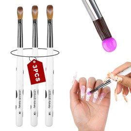 LEDSUUEI Acrylic Nail Brush Set: 3pcs Professional Nail Brush for Acrylic Powder Nails Kolinsky Acrylic Brush Wooden Handle Nail Art Brushes Nail Tools Kit Size 8/10/14, Christmas Women Gift Set