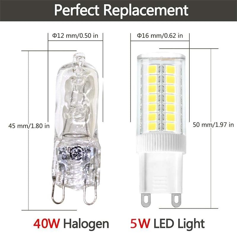 JERYJO G9 led Light Bulb,5w Replacement for 40w Halogen G9