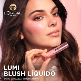 L'Oréal Paris Lumi Blush, rubor líquido para mejillas acabado glowy luminoso, tono Coral Glow,11ml