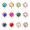 Cheriswelry 24pcs Heart Rhinestone Pendant Crystal Rhinestone Dangle Earring Charms