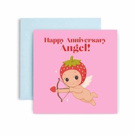 Huxters Cute Anniversary day card for Husband and Wife Cards for Girlfriend Boyfriend - Wedding Anniversaries - Sonny Angel Design - (Anniv Sonny)