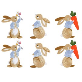6 Pieces Sew On Applique Patches Rabbit Applique Patches Embroidered Bunny Badge for Clothes Jackets Hats Backpacks Jeans
