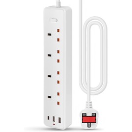 MAXBROTHERS 7 in 1 Extension Cord Surge Protector PD30W (2 USB-C,1 USB-A) Charger Type C Charging Station Power Extension Strip 4 Outlet Sockets Plugs with 2M Lead for Home Office Travel,etc