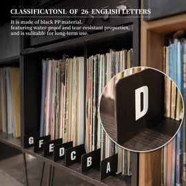 MayRecords Set of 26 Alphabet Divider Cards A-Z Black Double-Sided Record (LP) Organization Bookshelf Organizer Large Books and File Storage for Landscape and Portrait (36.5x5cm)