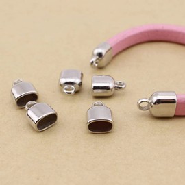 40pcs Plastic Cord End Cap for Jewelry Making Endcap Leather Ends Caps for DIY Art Crafts Tassel Bracelet Necklace Making(Silver,Gold)