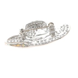neXxtten Silver Tone Metal Crystal Rhinestone Hat Brooch P1551-SAB