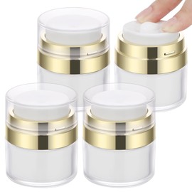 Segbeauty Pump Dispenser Cream, Pack of 4 15 g Airless Pump Dispenser, Cream Jars for Filling, Cream Container, Portable, Vacuum Pump Bottle Container, for Travel, Home Use