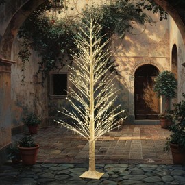 Fudios Lighted White Tree Alpine 6FT 810 LED Fairy Lights, Artificial Winter Twig Tree Lights Plug in for Christmas Indoor Outdoor Home Decoration